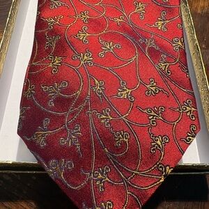 Luca Daltieri Red and Gold Patterned Tie